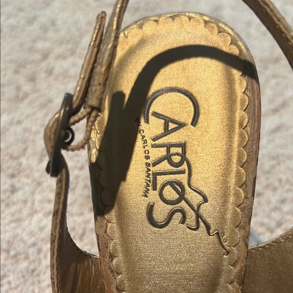 Carlos by Carlos Santana Stylish Gold Slingback Heels w/Authentic Buckle Size 6 - Picture 2 of 5